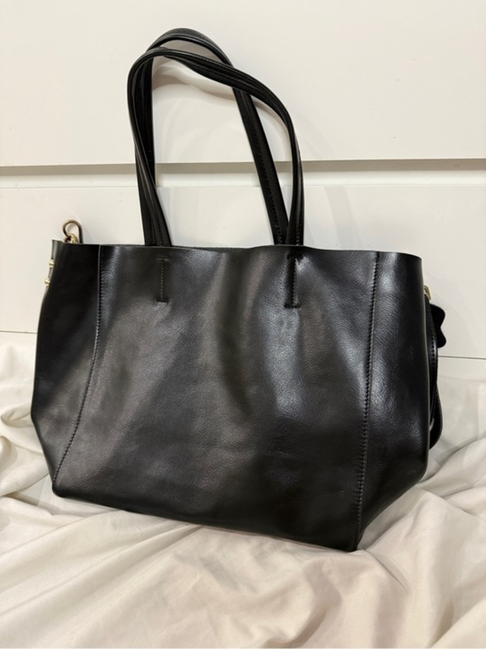 Black Genuine Leather Tote Bag / Shopper